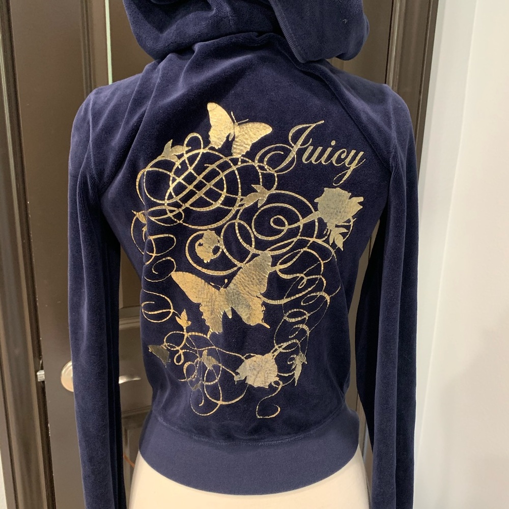 Juicy Couture Navy Blue Velour Jacket